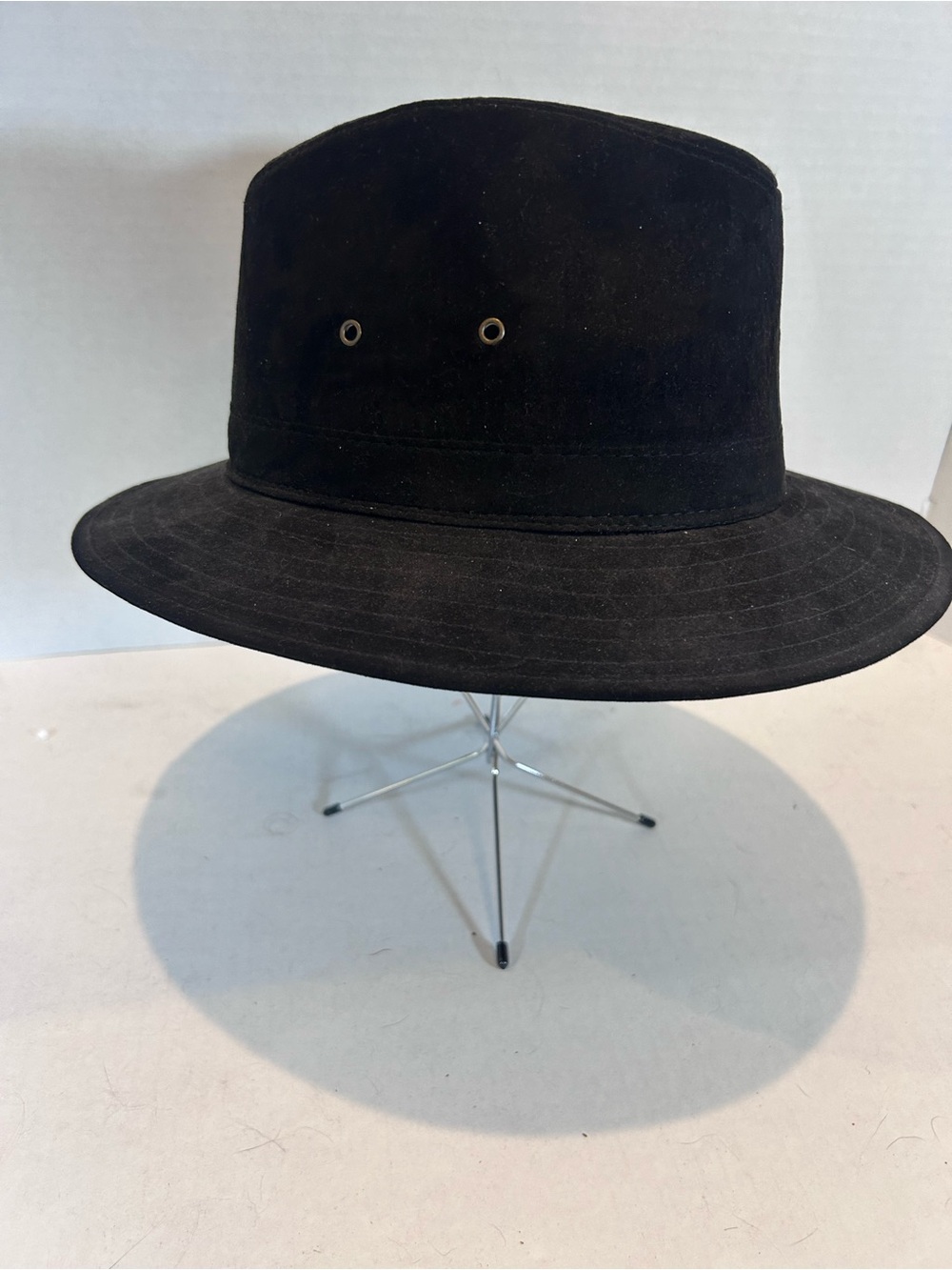 Woolrich Black Bucket Hat with Contrast Stitching suede